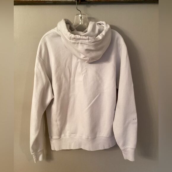 CHAMPION REVERSE WEAVE HOODIE CHENILLE SPELLOUT WHITE USA Vtg 90s Large - Picture 3 of 8